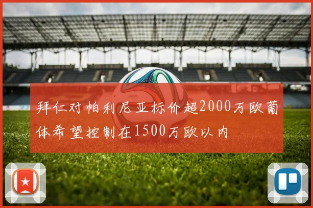 拜仁对帕利尼亚标价超2000万欧葡体希望控制在1500万欧以内